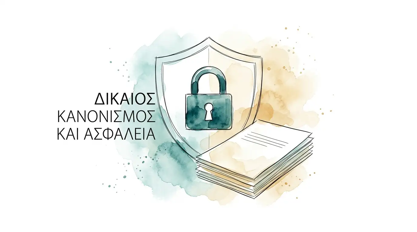Λουκέτο ασπίδα και τακτοποιημένα έγγραφα σε λευκό φόντο