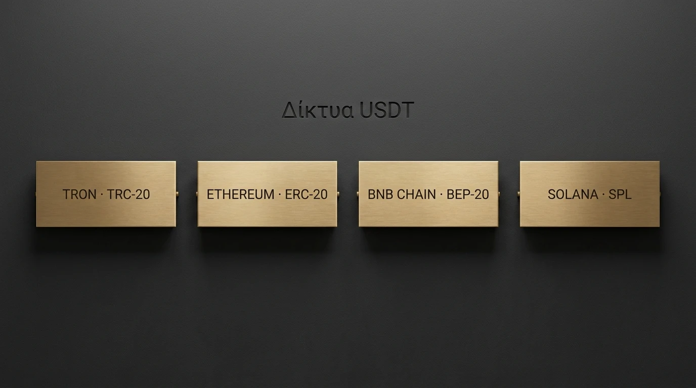 Δίκτυα USDT για στοίχημα — TRC-20, ERC-20, BEP-20 και Solana σε σύγκριση