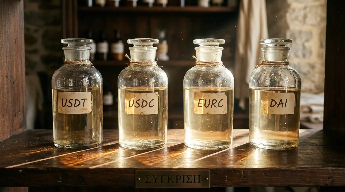Σύγκριση stablecoins USDT, USDC, EURC και DAI για στοίχημα από την οπτική του Έλληνα bettor